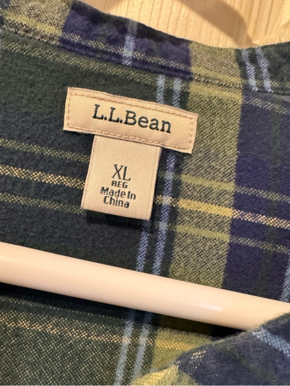 Women’s L.L.Bean Olive Green & Navy Plaid Flannel Shirt - Picture 3 of 4